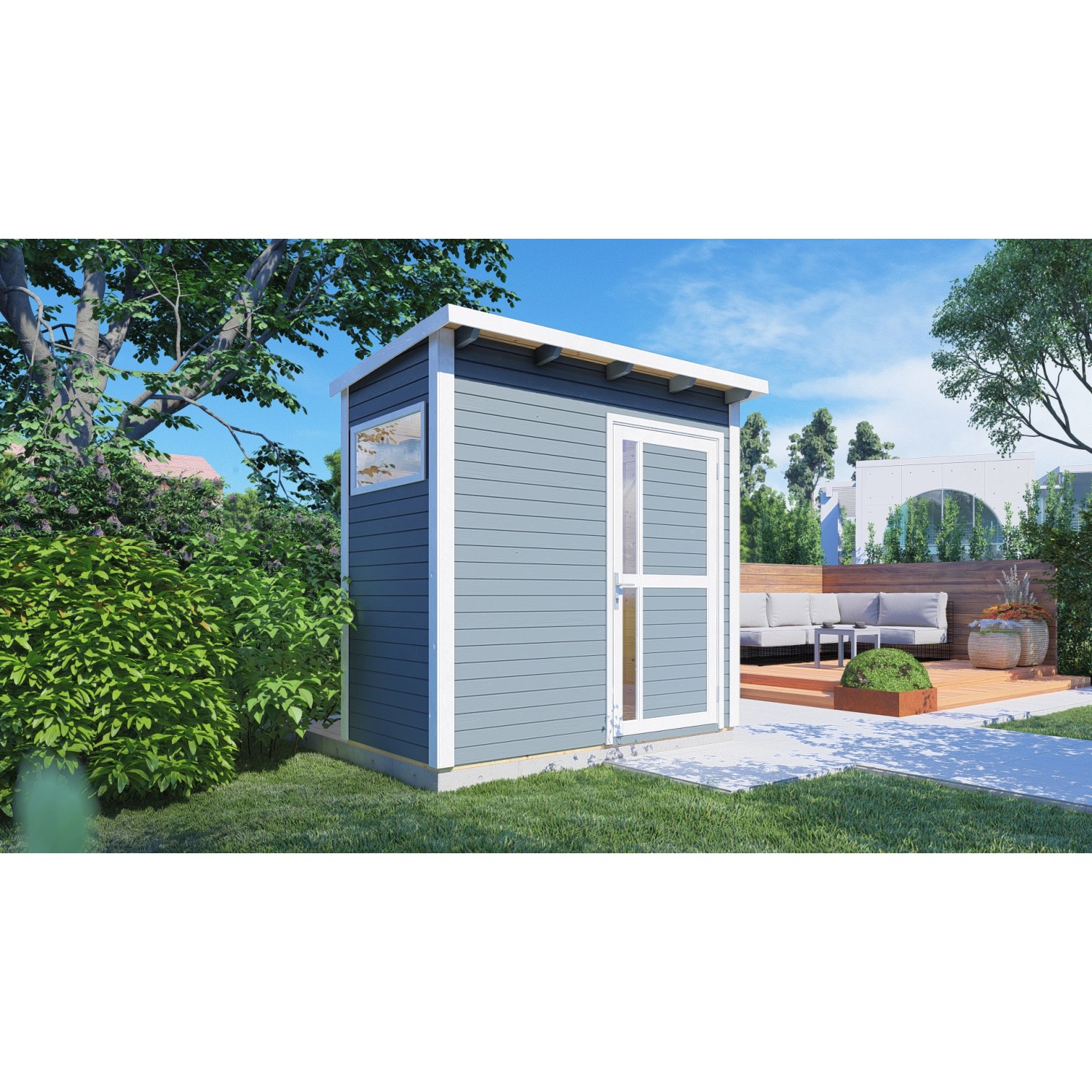 Bertilo Dřevěný domek na nářadí Pentus 1, šedá, 234 x 115 cm