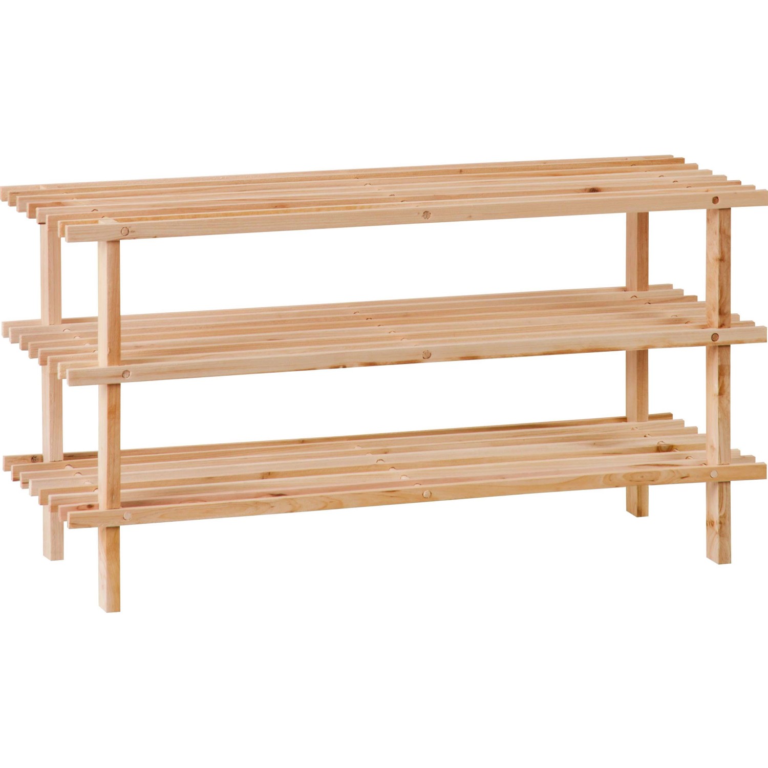 OBI Dřevěný regál na boty 3patrový