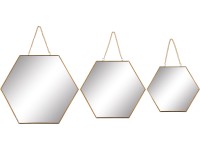 Sada nástěnných zrcadel Blush Bordeaux, kov, zlatá, 3-dílná