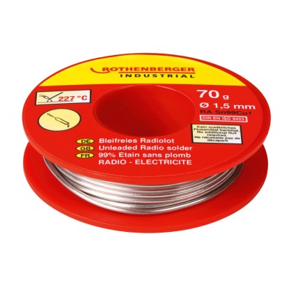 ROTHENBERGER Bezolovnatý pájecí drát Radiolot, RA Sn99Cu1, pr. 1,5 mm, 70 g