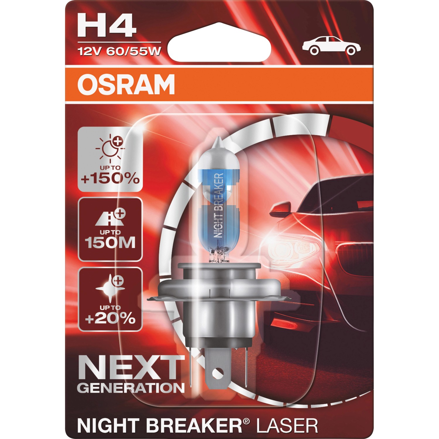 OSRAM Autožárovka Night Breaker Laser (Next Gen) H4, 60/55W, 12V, 1 ks (BLI)