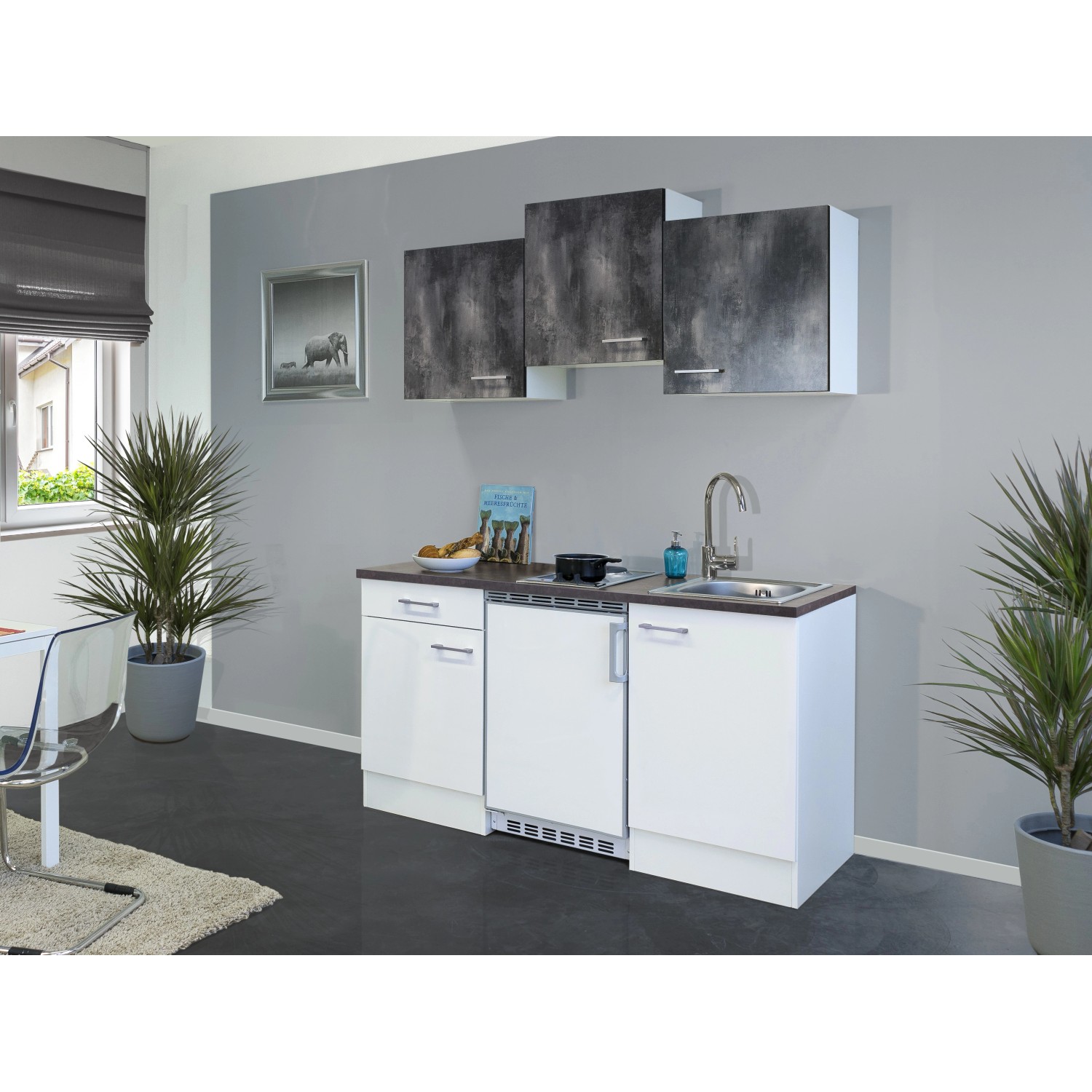 Flex-Well Kuchyně Lucca 150 cm/typ 1 - lednice/varná deska