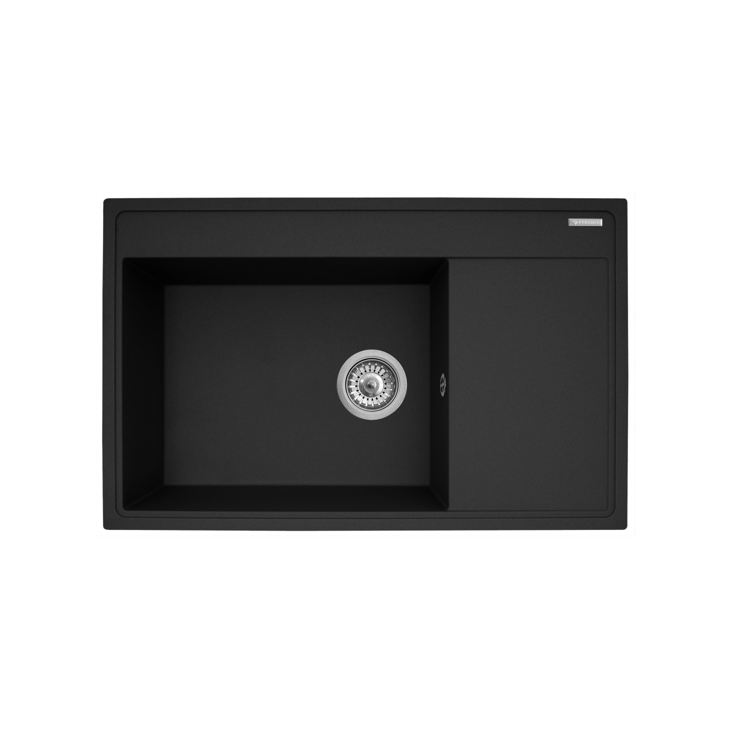 Pyramis Granitový dřez s odkapávačem Camea 1B 1D, volcano LH, 79 x 50 cm