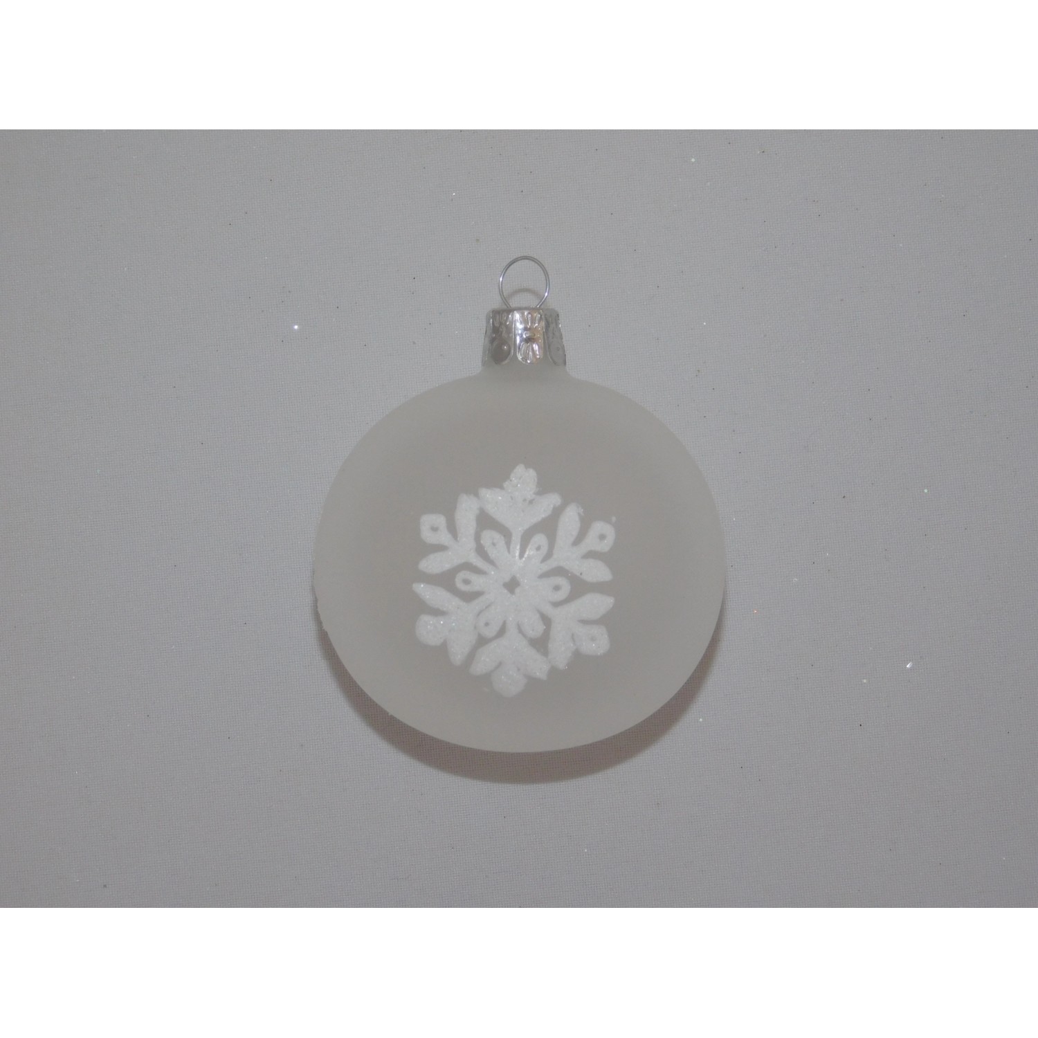 Ornex Skleněná vánoční ozdoba bílá s vločkou pr. 7 cm