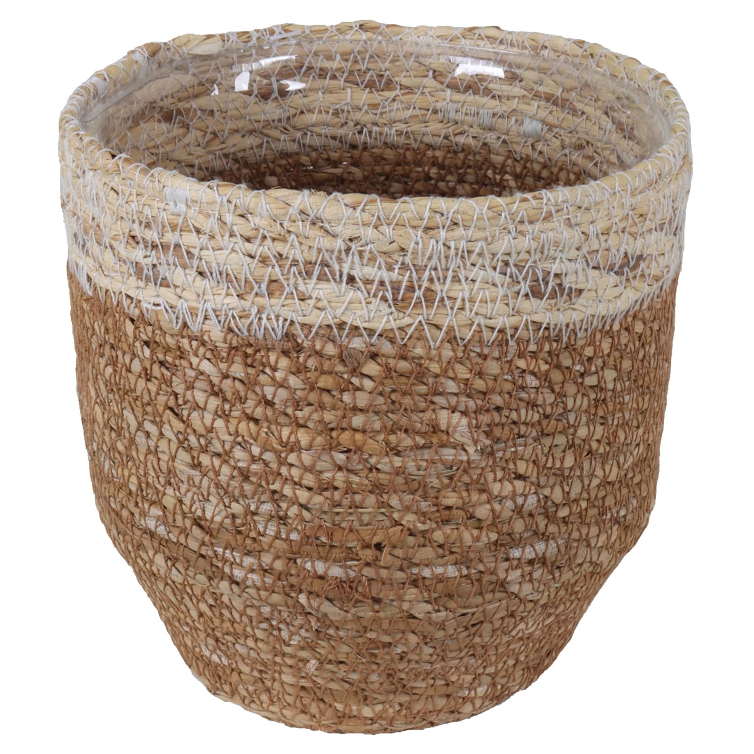 A.H.G. Květináč ze sušené trávy hogla vč. PE sáčku přírodní/béžový pr. 14 x 14cm