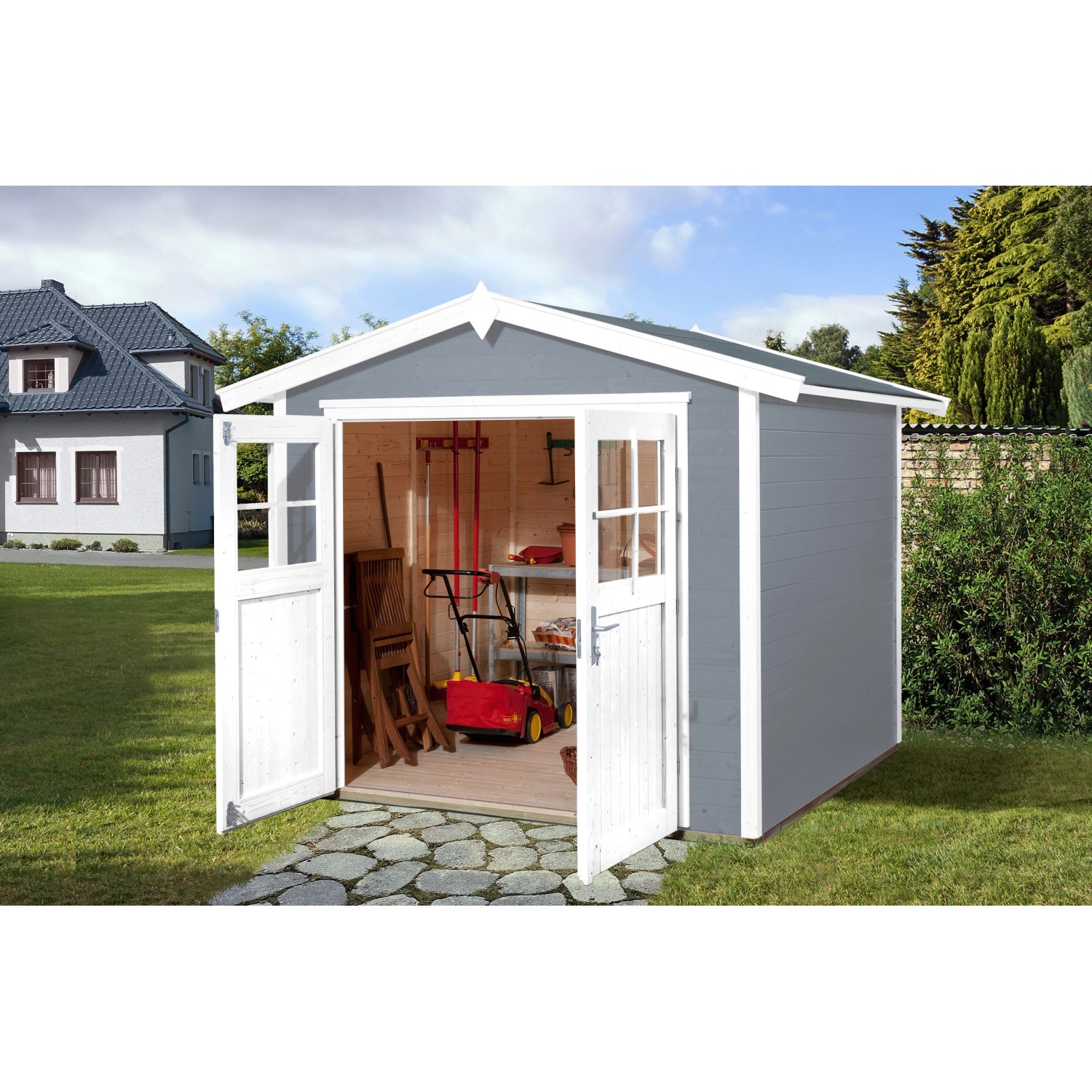Weka Dřevěný zahradní domek 224 vel. 2, šedá, 235 x 239 cm
