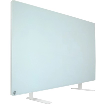 E2 Elektrický IR topný panel Infrae² Smart & Easy Crystal M 500 W s přední stranou z mléčného skla a nožičkami.