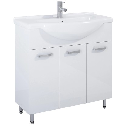 Maximus Skříňka pod umyvadlo Eve, 3 dvířka, lesklá bílá, 80 cm