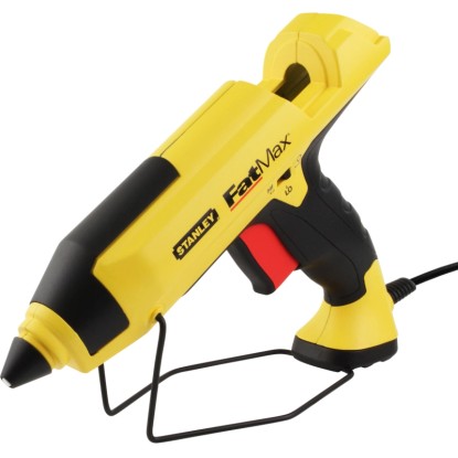 Žlutá tavná pistole Stanley FatMax GR100R s černou rukojetí a červeným spouštěčem.