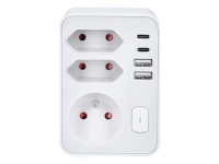 Solight Zásuvka rozbočovací, 1x 16A + 2x 2,5A, 2xUSB A+C 20W PD, bílá, vypínač Solight Zásuvka rozbočovací, 1x 16A + 2x 2,5A, 2xUSB A+C 20W PD, bílá, vypínač
