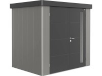 Biohort Plechový zahradní domek Neo1B 2.3 dvoukřídlé dveře kř. šedá 236 x 180 cm