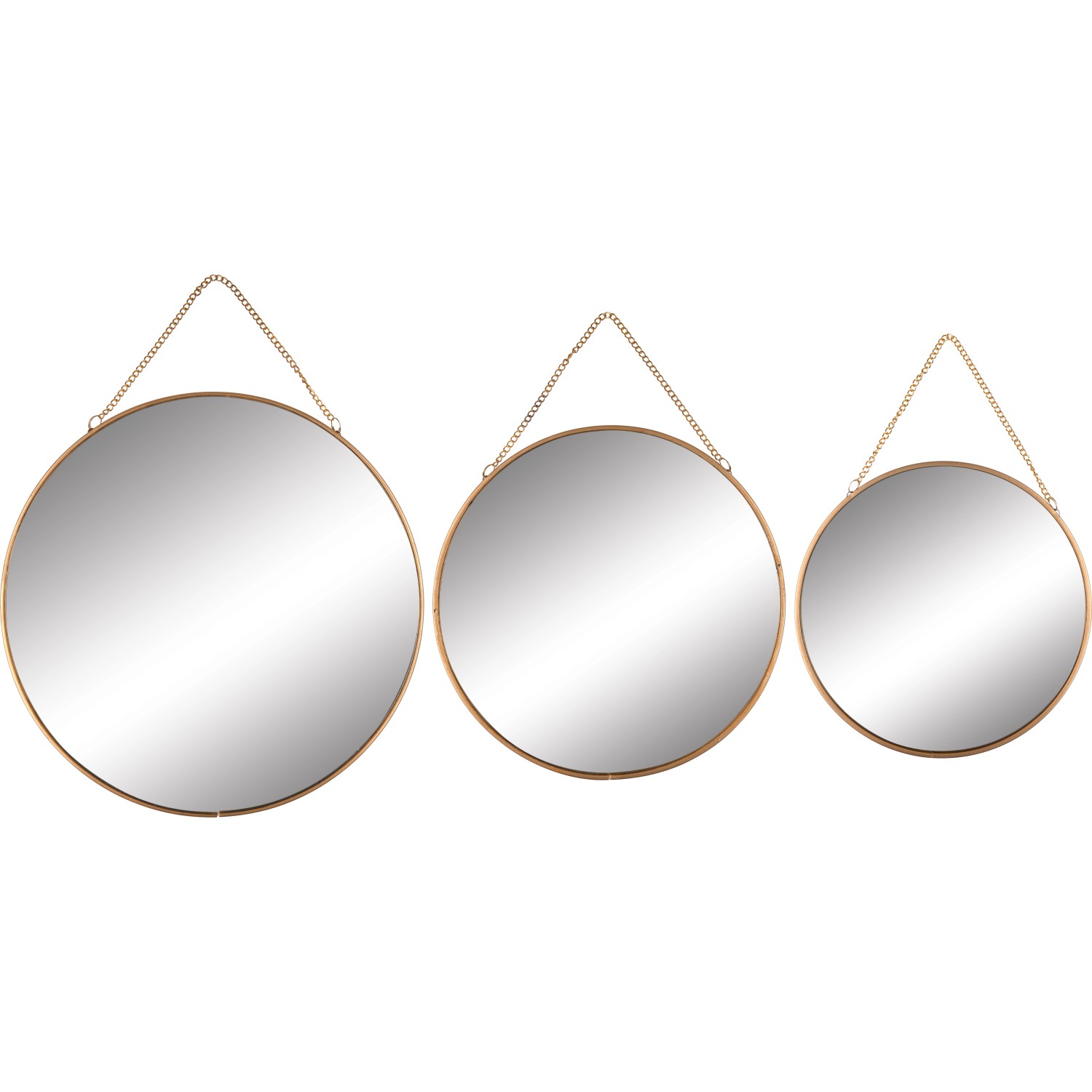 Sada nástěnných zrcadel Safari Lodge, kov, zlatá, 3-dílná