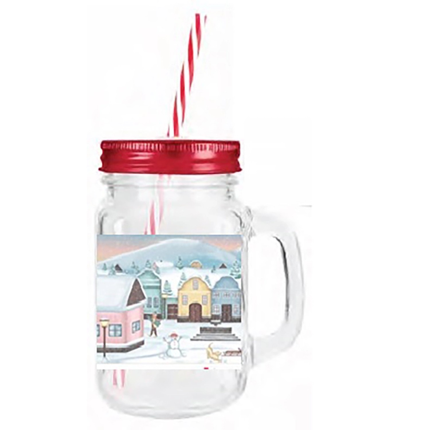 Toro Sklenice Mason s víčkem a brčkem, vesnička, 450 ml