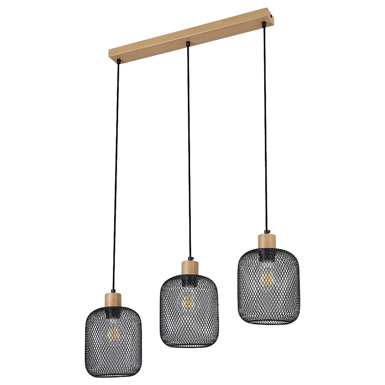 Rabalux Závěsné svítidlo Grendel, buk/matná černá, 15 x 120 x 65 cm