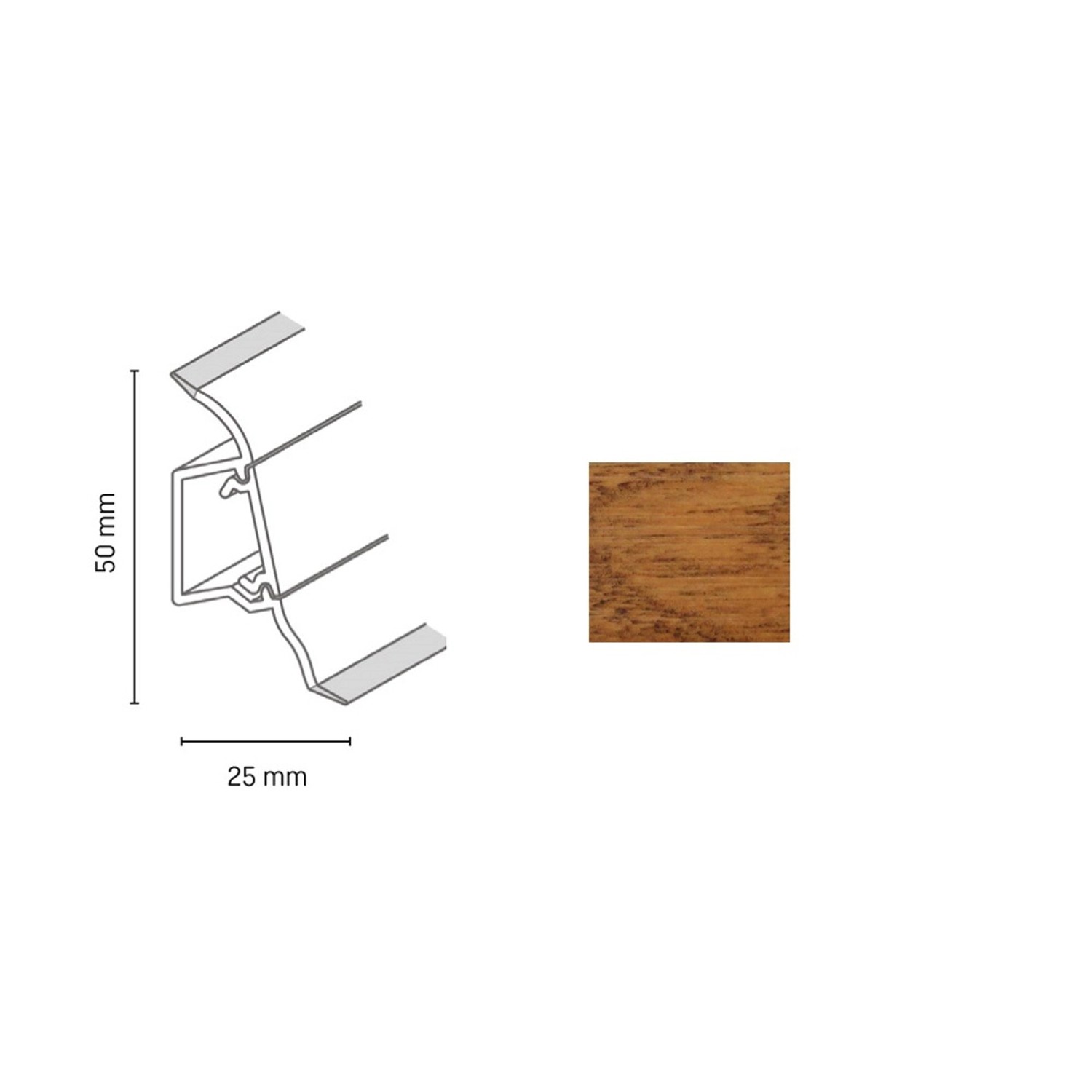 Döllken Profiles Lišta SLK 50 2148 ořech authentic 50 x 25 x 2500 mm