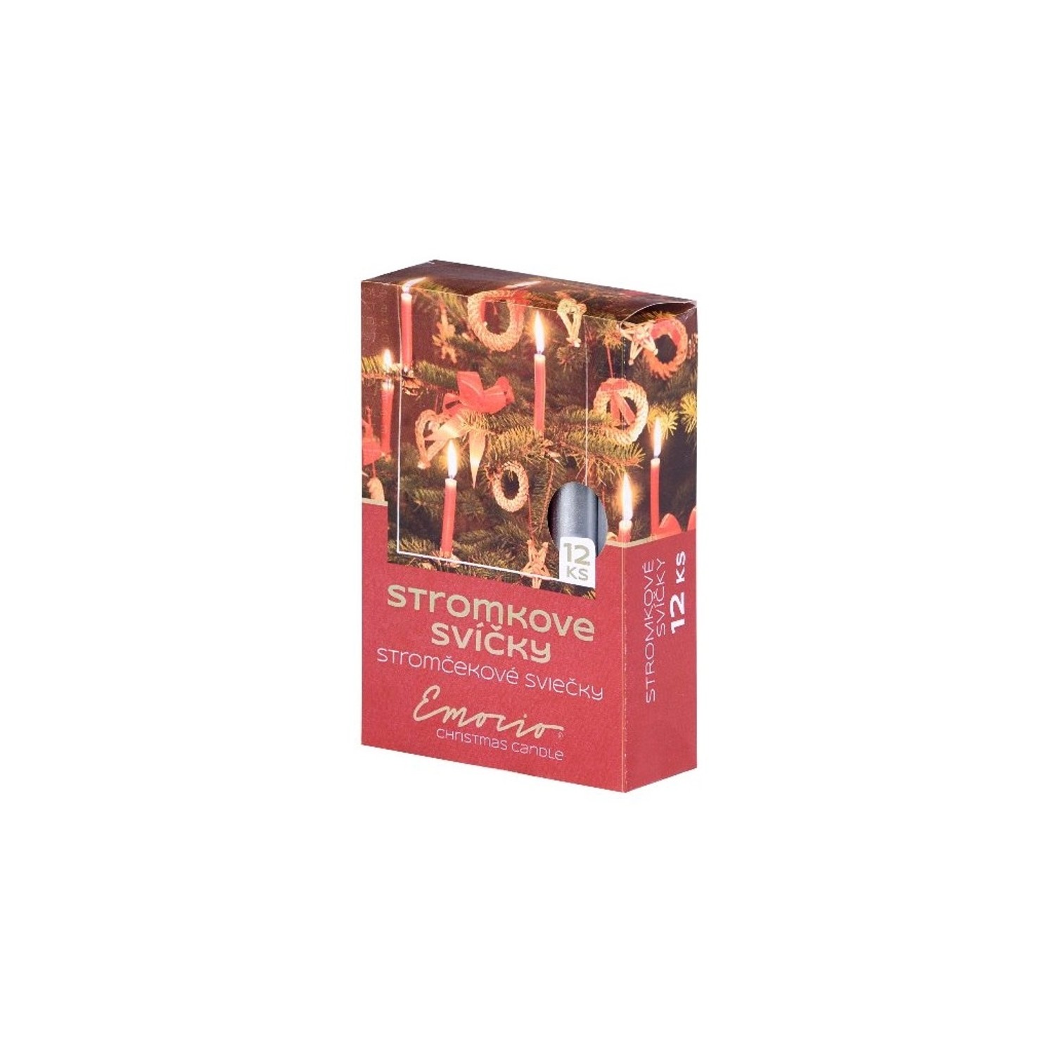 Emocio Stromkové svíčky stříbrné metalické 12 ks, 12 x 100 mm