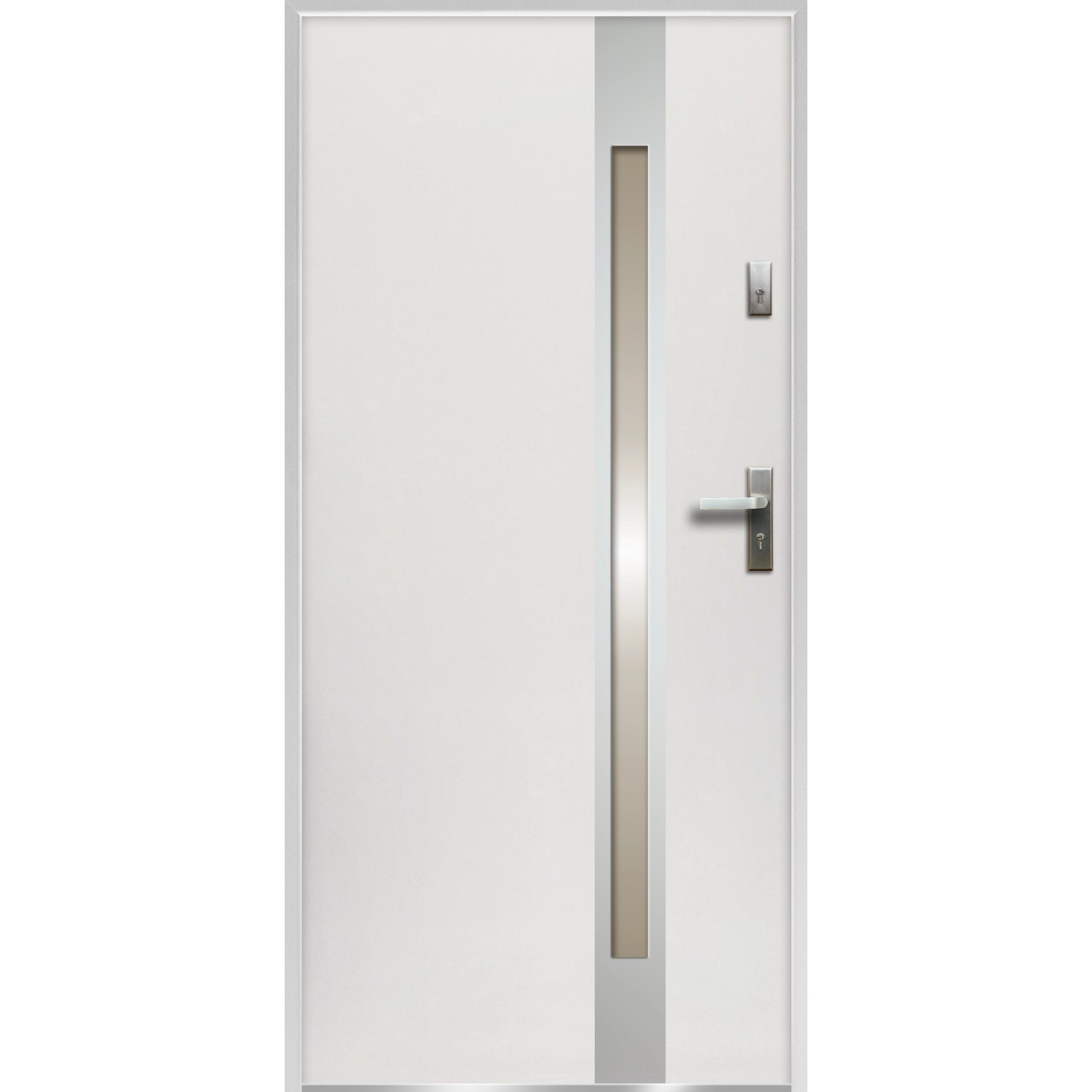 O.K. DOORS Ocelové vchodové dveře TEMIDAS INOX P55 bílé 90 L