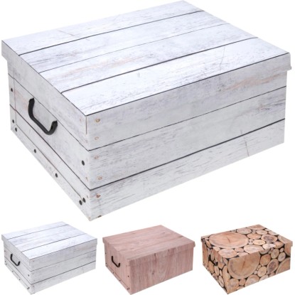 Koopman Úložný box s motivem dřeva 51 x 37 x 24 cm