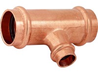 Lisovací redukční T-kus měděný, pr. 28 mm x 18 mm x 28 mm, 1 ks Lisovací redukční T-kus měděný, pr. 28 mm x 18 mm x 28 mm, 1 ks