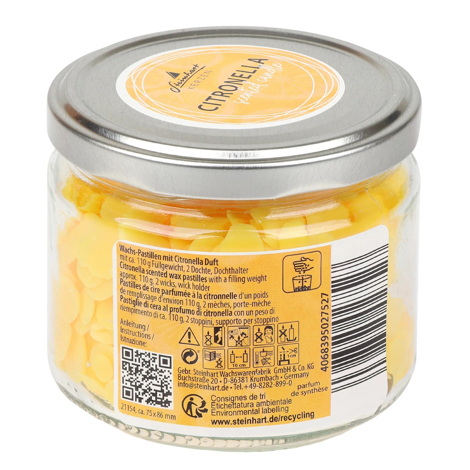 Steinhart Vonný vosk Citronela ve skle pr. 8,6 x 7,5 cm