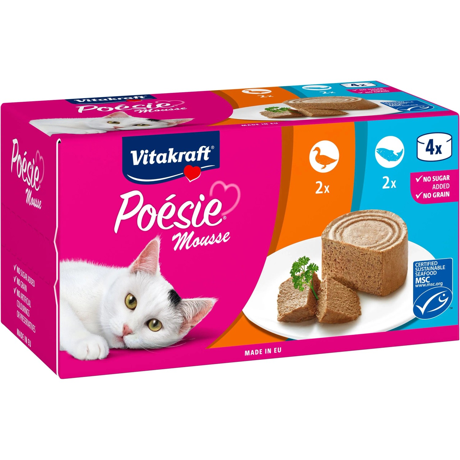 Vitakraft Kompletní krmivo pro kočky Poésie Mousse kachna + losos, 4 x 85 g