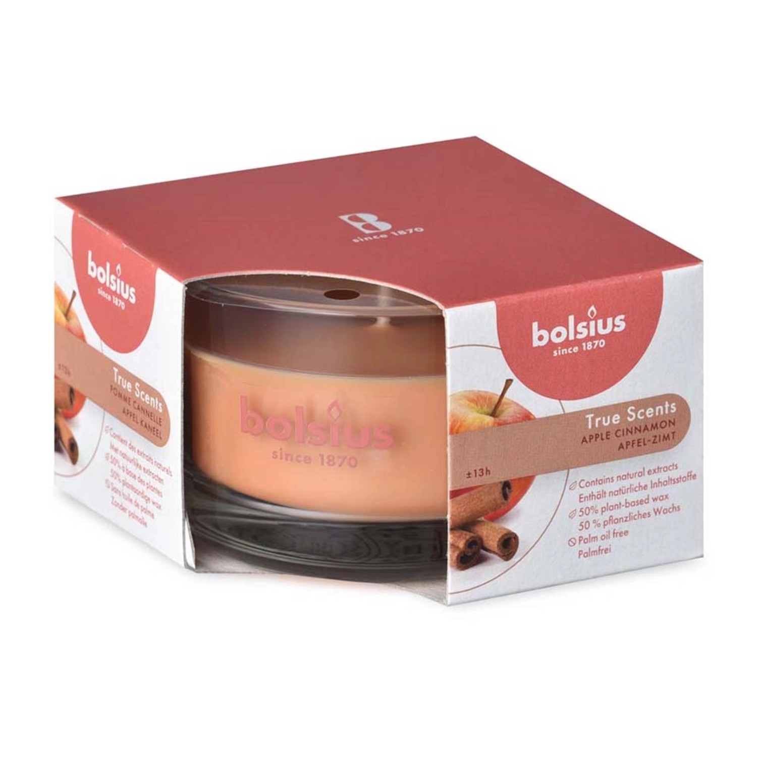 Bolsius Vonná svíčka ve skle Apple Cinammon, 80 x 50 mm