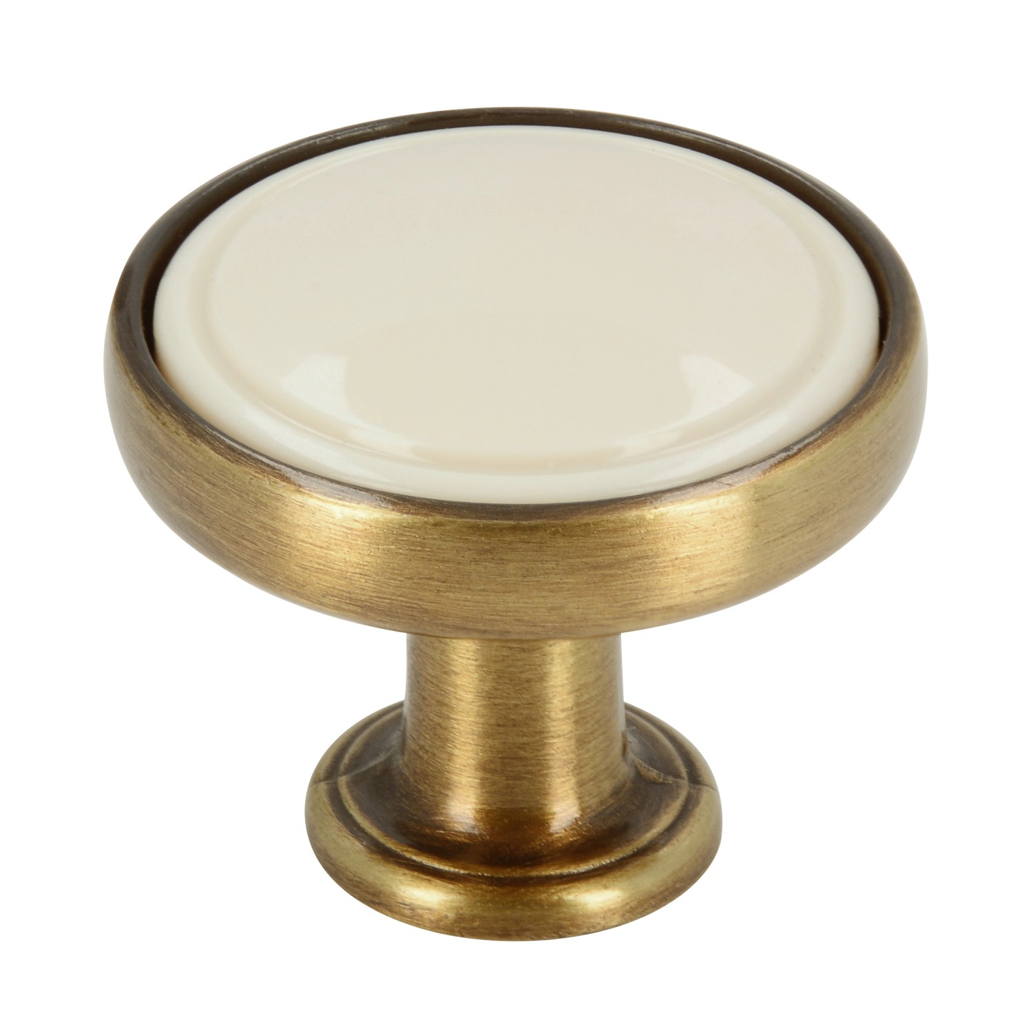 Siro Vintage Nábytková knopka 1971 kov staromosaz/béžová 30 mm