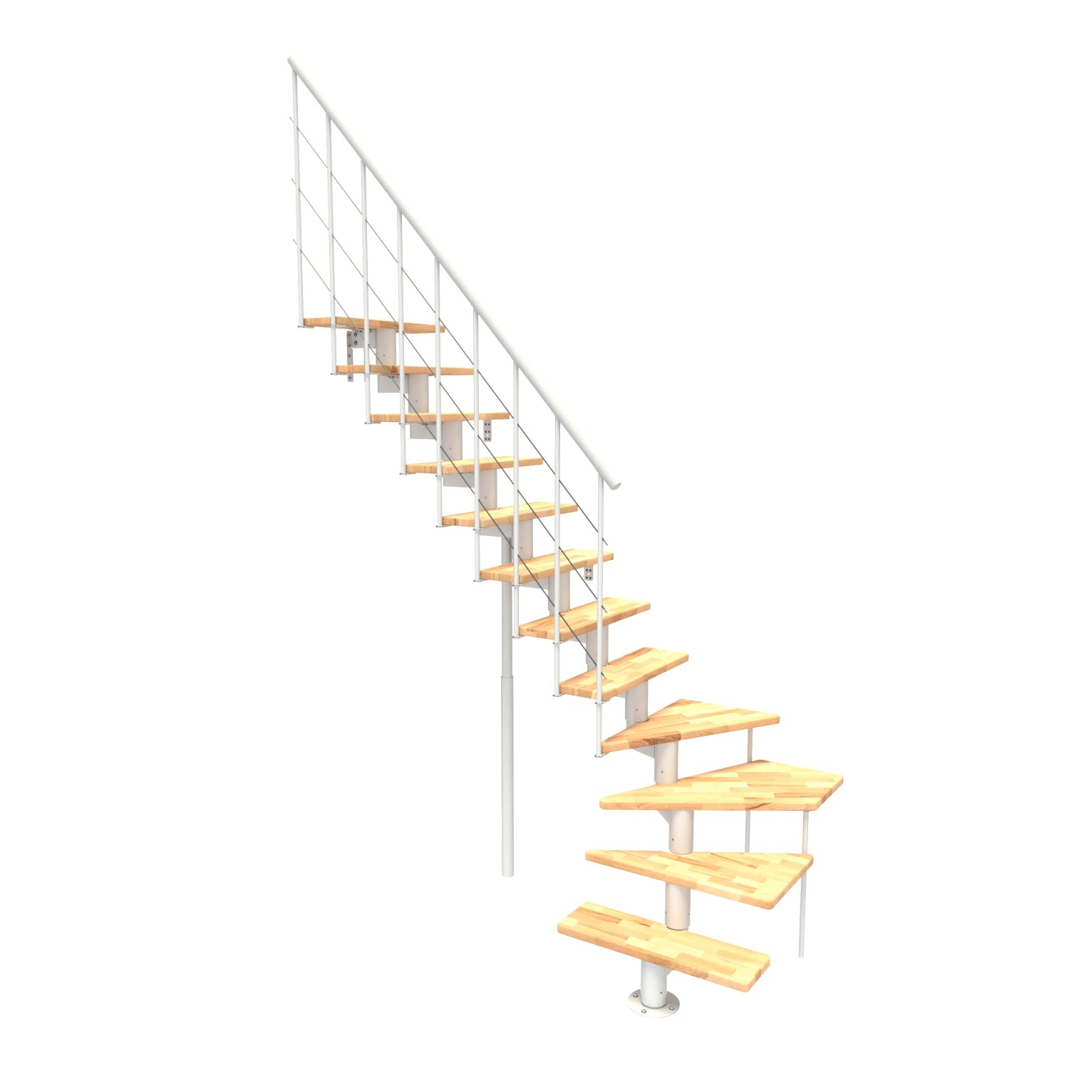 Minka STAIRS Lomené modulové schodiště Comfort Top Turn buk/bílá, 312 cm