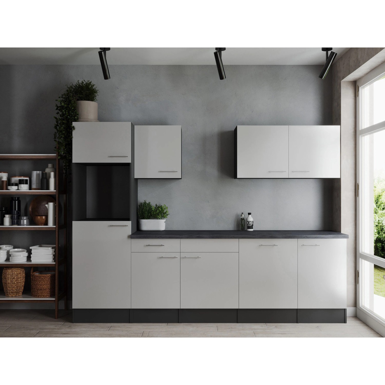 Respekta Kuchyně Oliver bílá/žula 280 cm - bez el. přístrojů