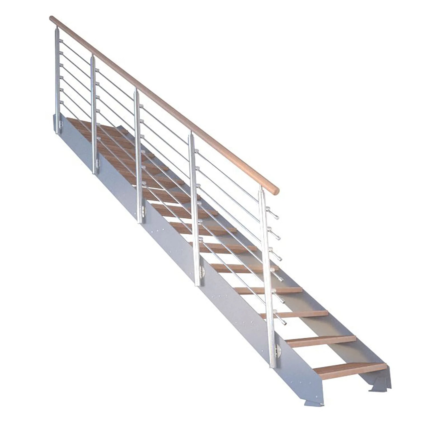 StarWood Kovové schody Kos 15 st. buk přír. 107 cm design. zábradlí šedá