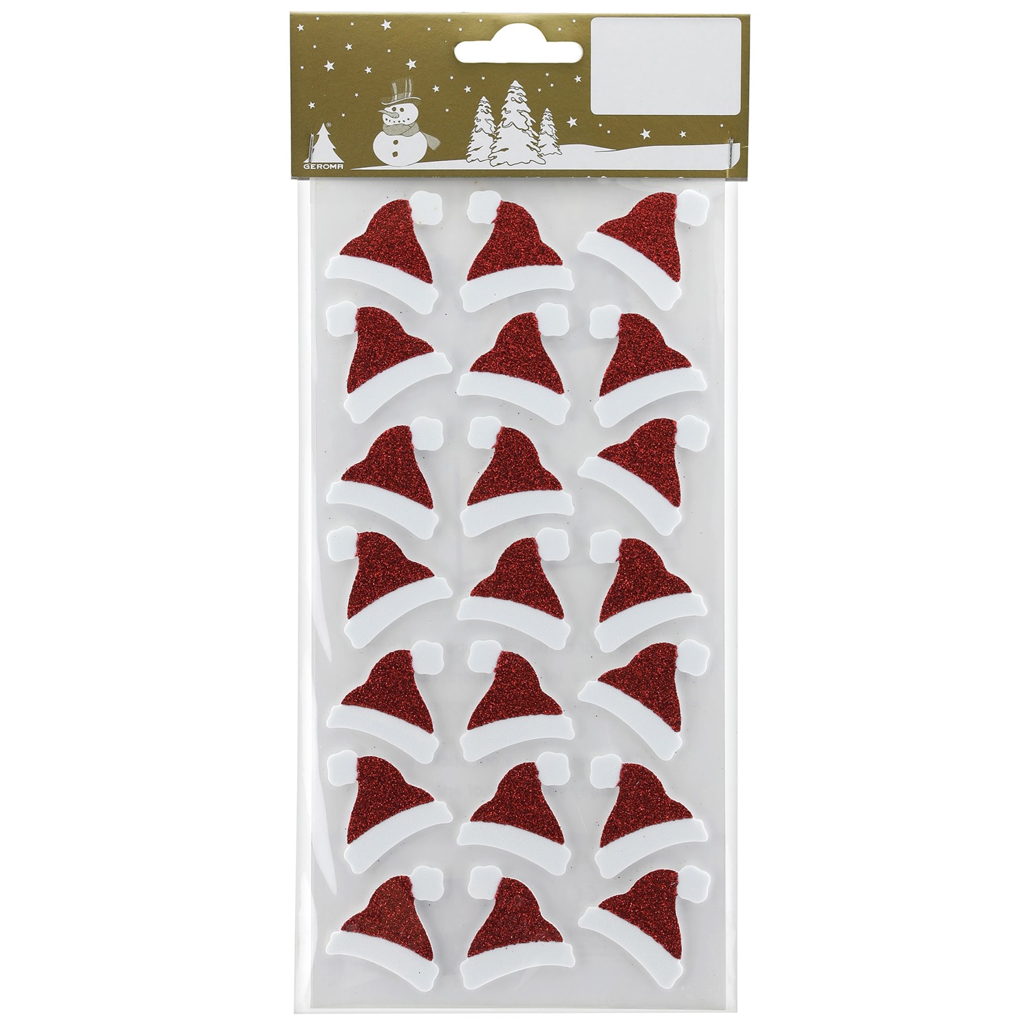 GEROMA Vánoční samolepky čepice Santa Clause bílo-červené 1 balení (21 ks)