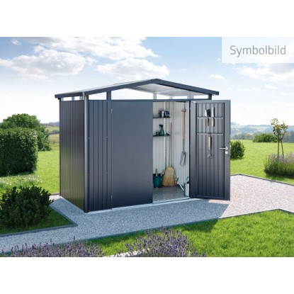 Biohort Plechový domek Panorama P3 stand. dveře, tm.šedá, 273 x 238 x 227 cm