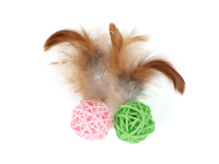 Olala Pets Míček klubíčko s peřím 4 cm, 2 ks