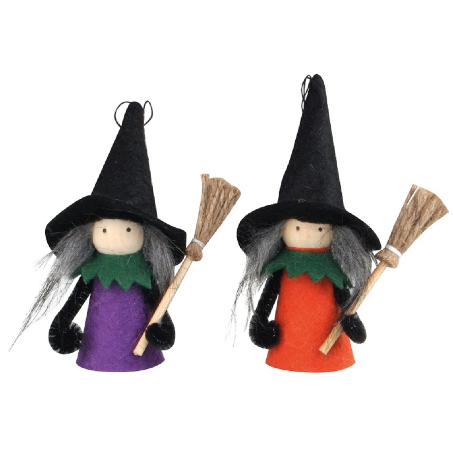 Anděl Přerov Čarodějka s koštětem na zavěšení, 11 cm