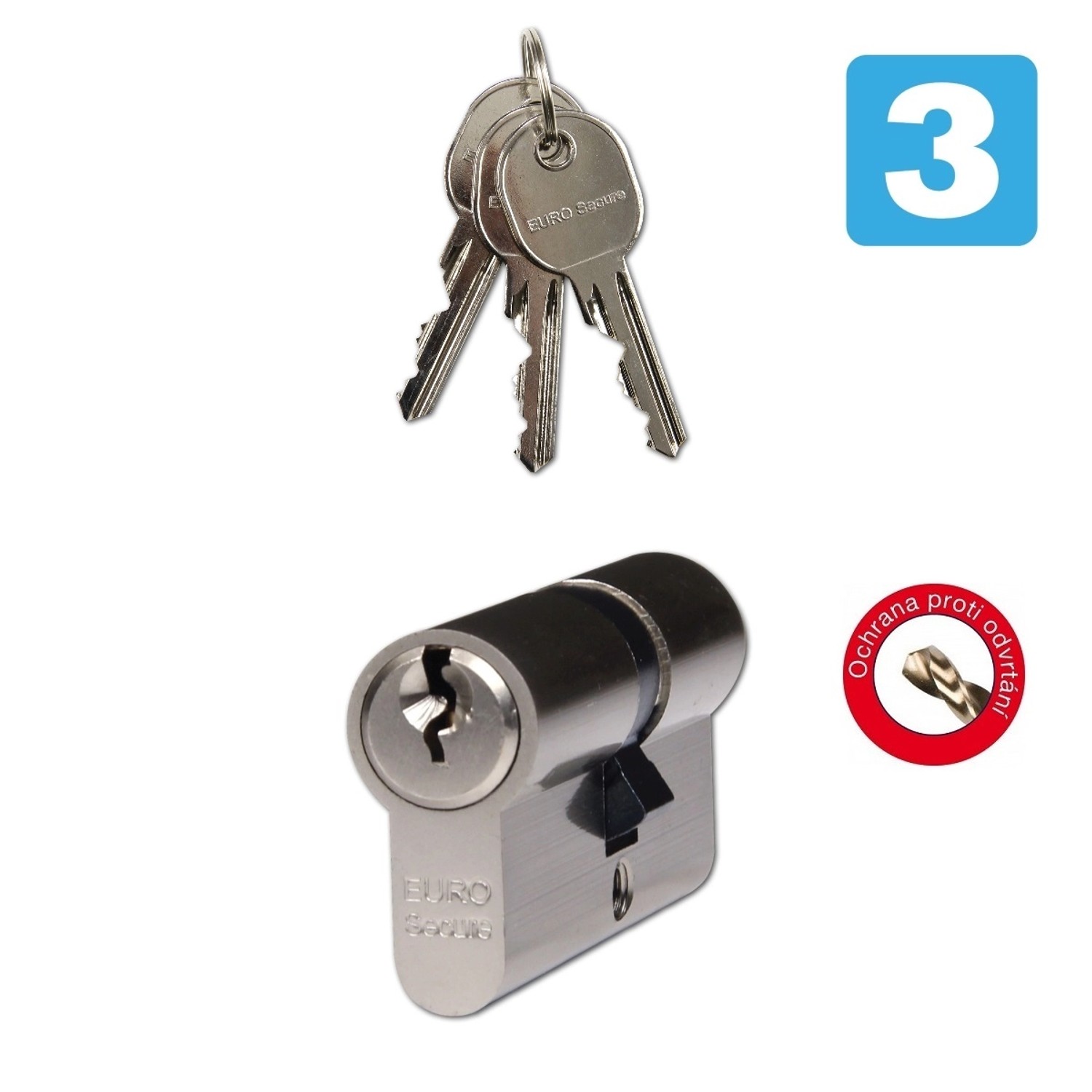 Richter Czech EURO Secure Bezpečnostní vložka 30/35, 3 klíče, matný nikl