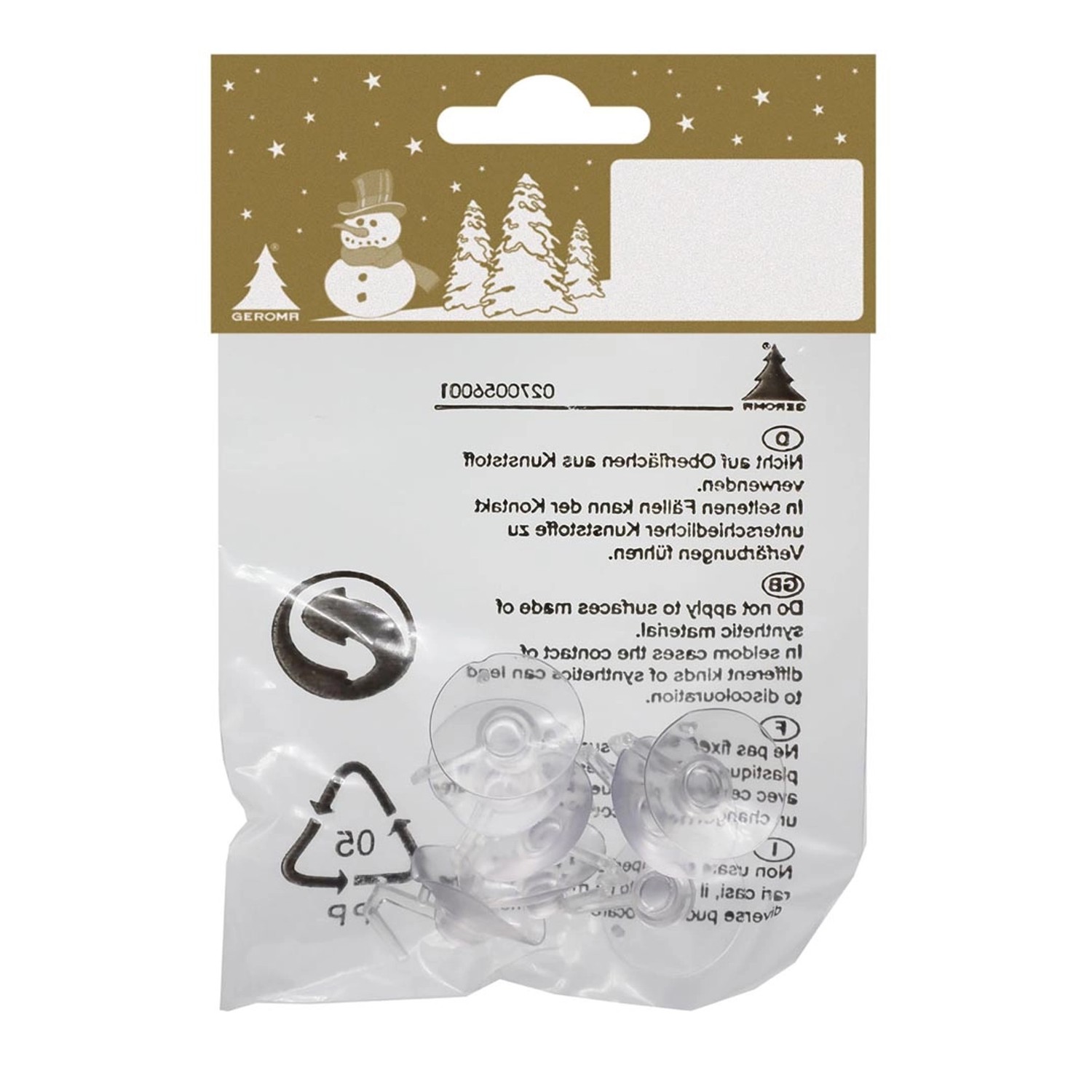 Přísavky průhledné s plastovými háčky, 8 ks