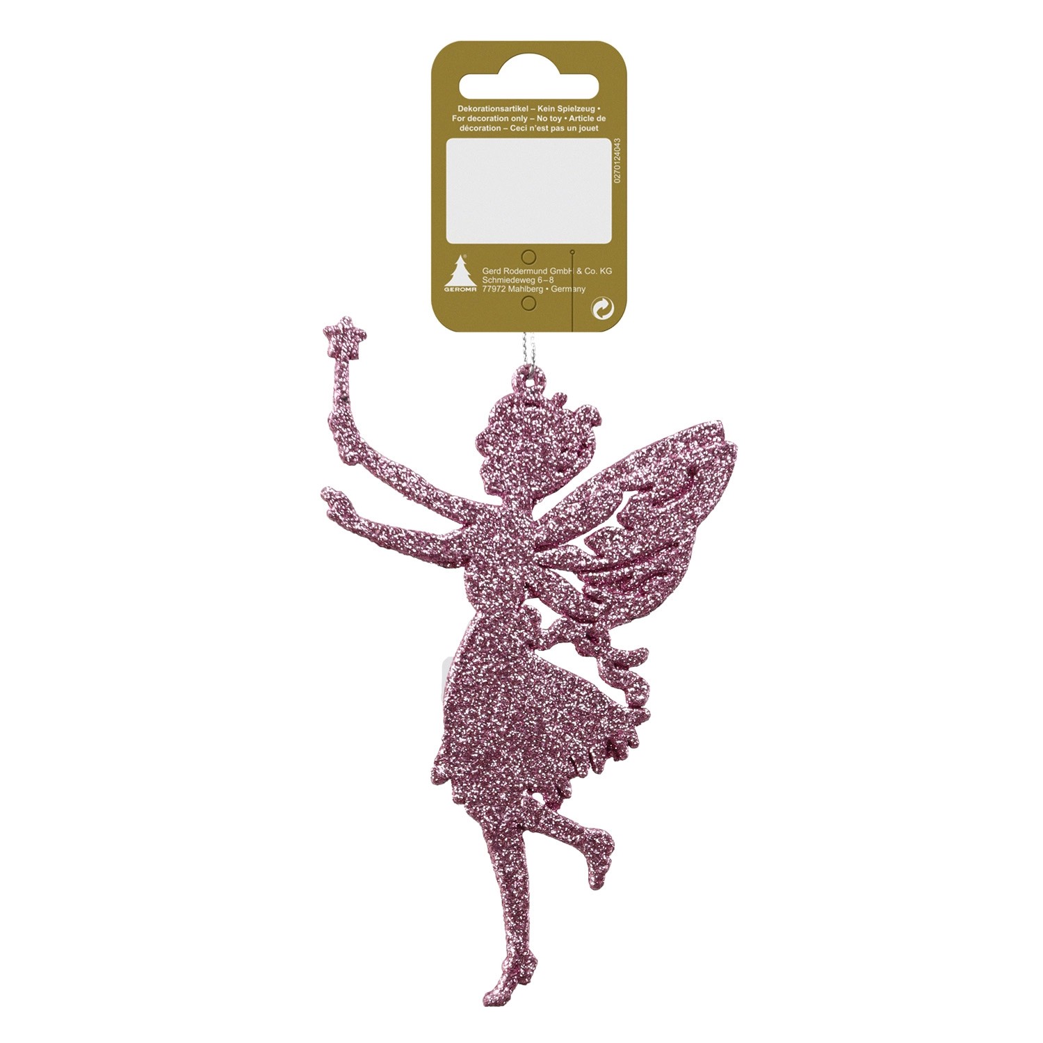 Anděl plastový, růžový, 14 cm