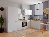 Respekta Kuchyně Malia L bílá/ořech 310 cm-skl.d./kom.digestoř/myčka/lednice(2)