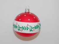 ONREX Vánoční ozdoba skleněná koule červená/zelená cesmína pr. 8 cm ONREX Vánoční ozdoba skleněná koule červená/zelená cesmína pr. 8 cm