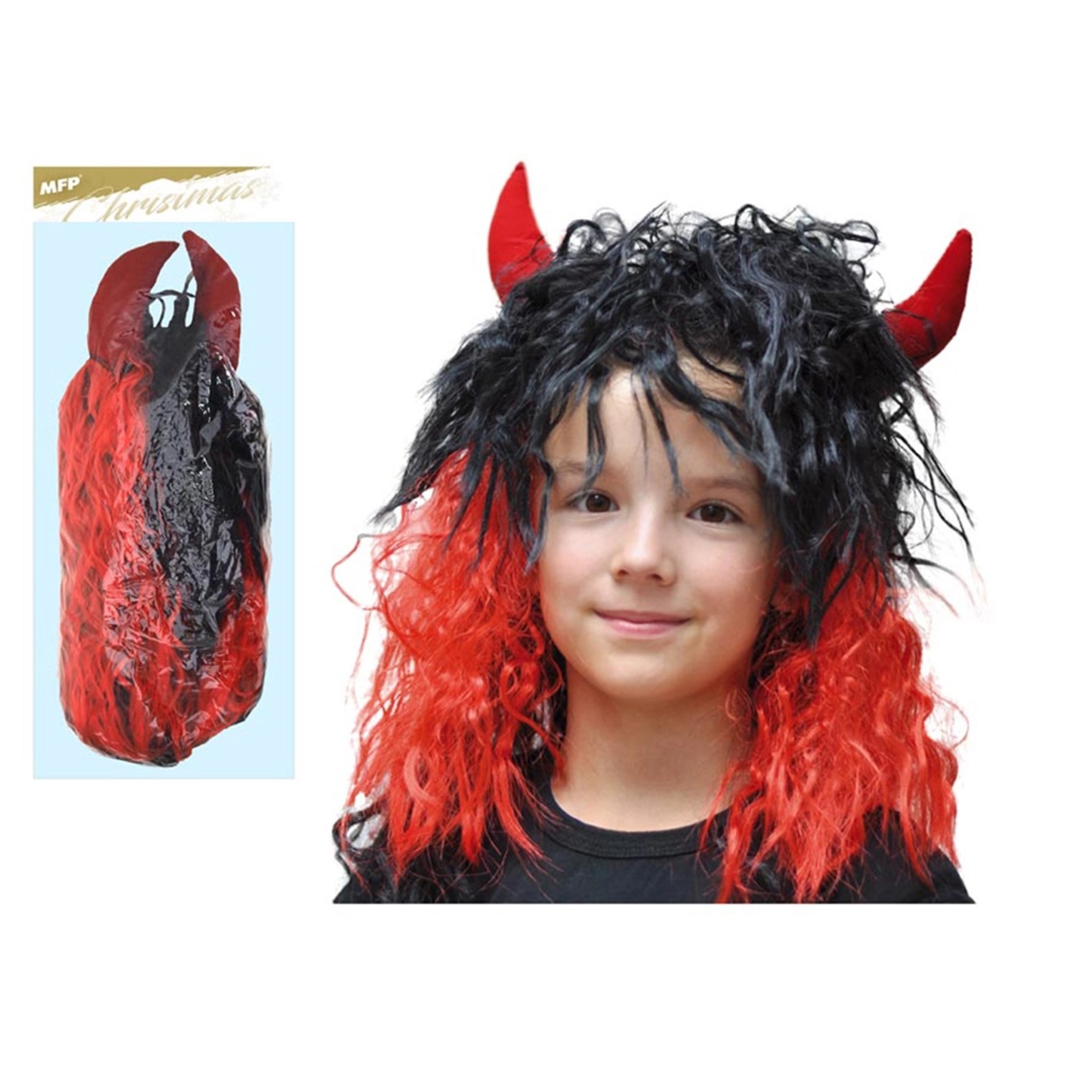 MFP Paruka čert s rohy dlouhá ME071