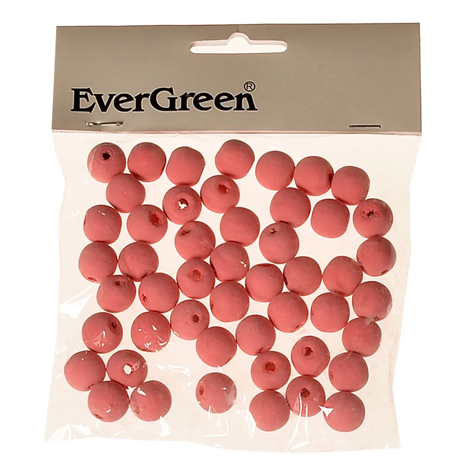 Evergreen Dřevěné korálky růžové 50 ks, pr. 16 mm
