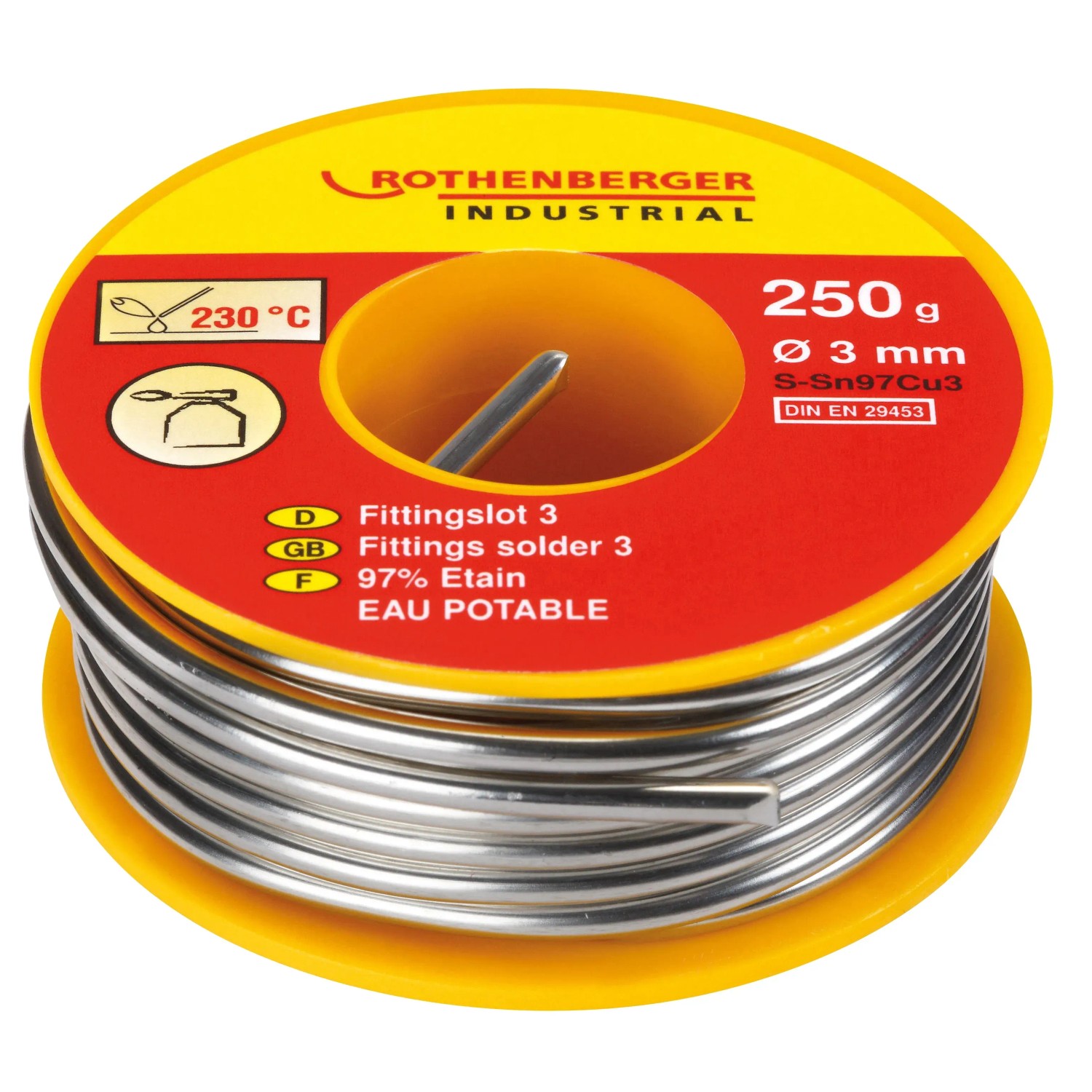 Levně ROTHENBERGER Fitinkový měkký pájecí drát Fittingslot 3, S-Sn97Cu3 pr. 3 mm, 250g