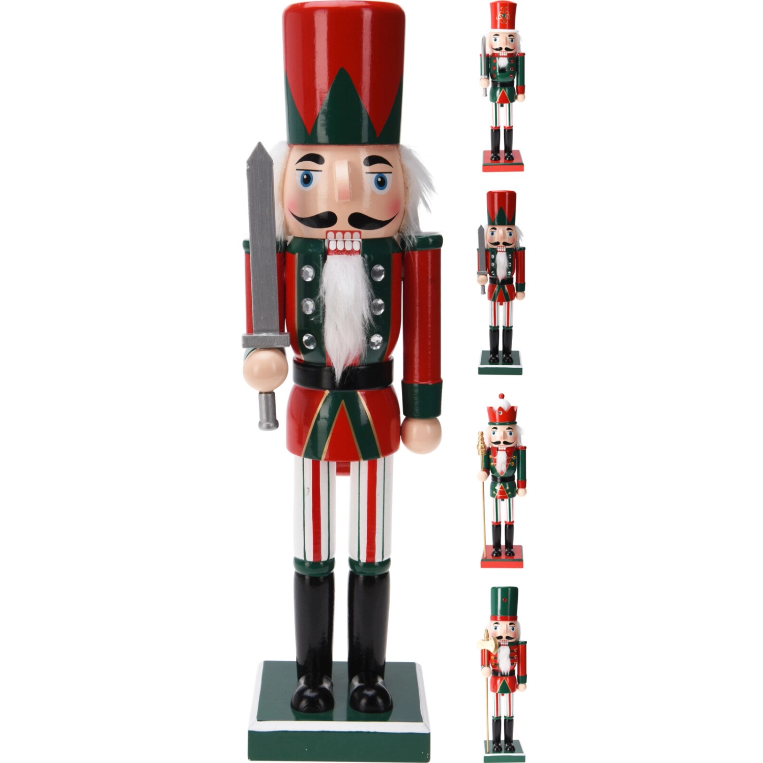 Koopman Dekorativní figurka louskáček červeno-zelený různé druhy 36 cm, 1 ks