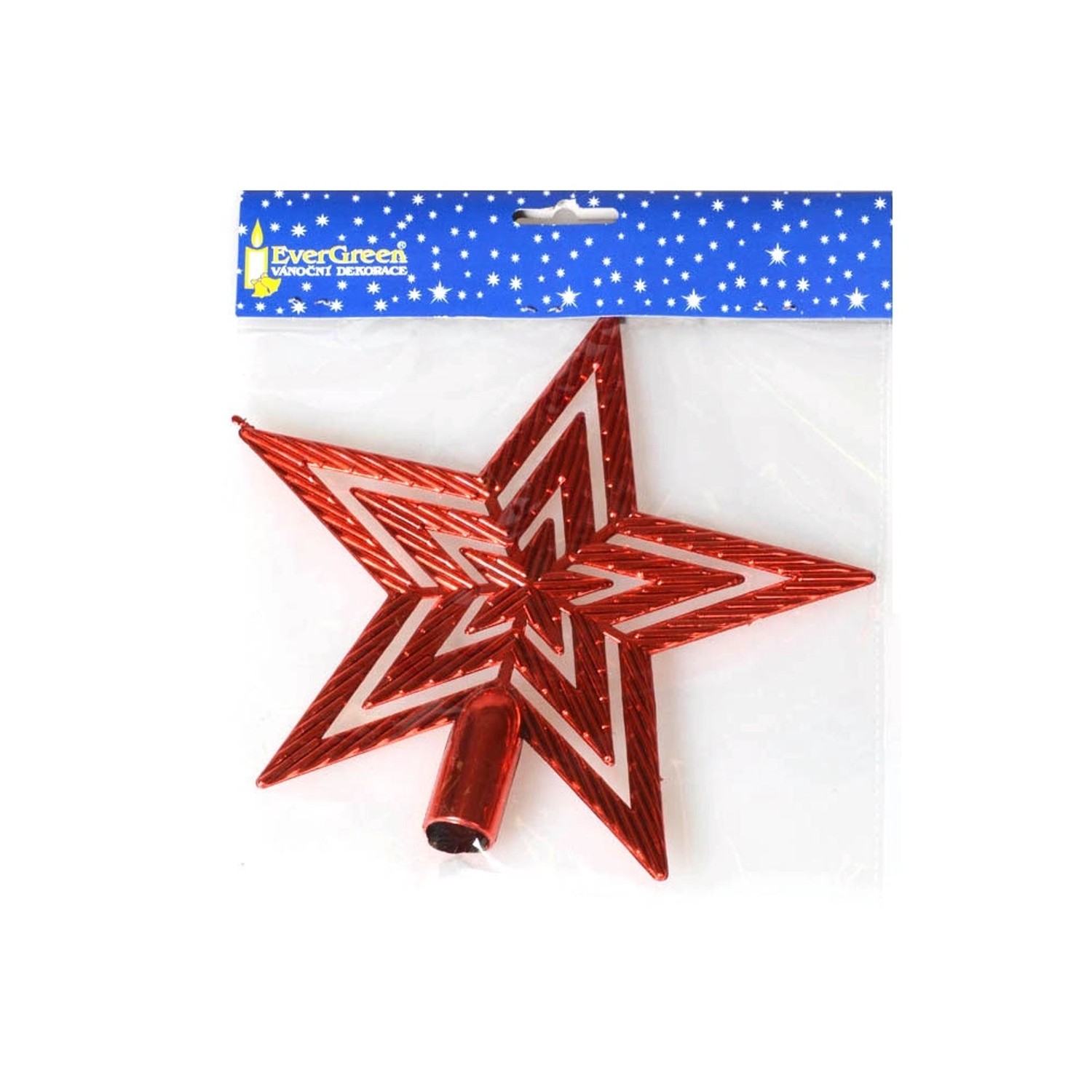 Vánoční ozdoba špička lesklá plochá 20 cm, červená