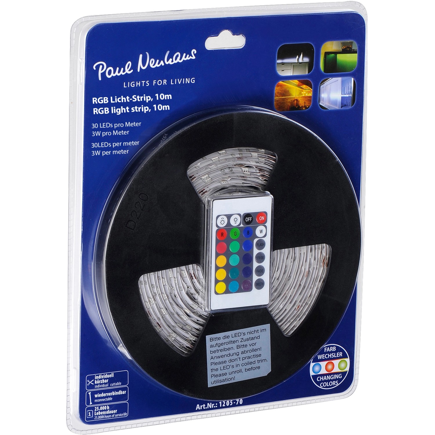 Paul Neuhaus LED pásek Teania 36W, RGB +W, 3 x 10 x 10 000 mm