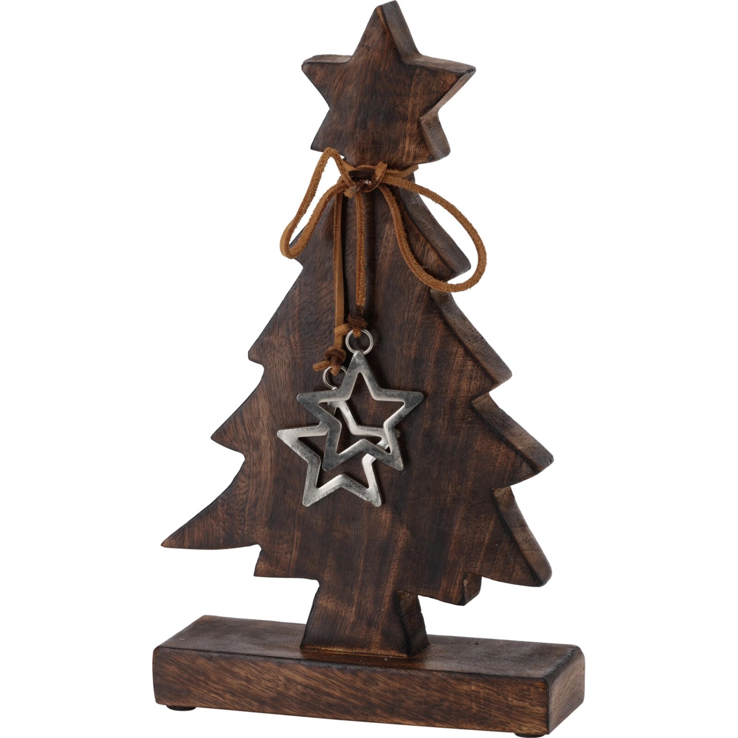 Koopman Stojací dekorace stromeček z tmavého mangového dřeva 18 x 6 x 30 cm, 1ks