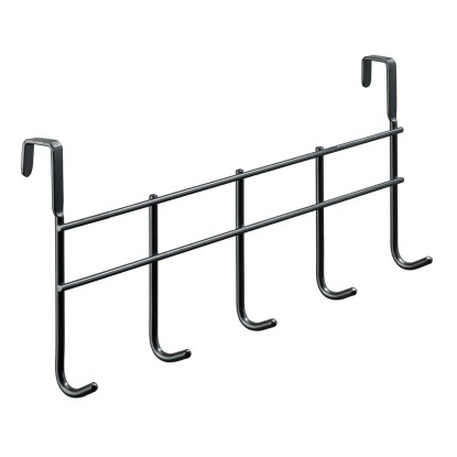 Hettich Věšák na dveře s 5 háčky, ocel, černá, 375 mm