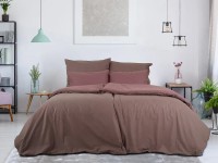 B.E.S. Oboustranné bavlněné povlečení hnědá/bordó 140 x 200/70 x 90 cm