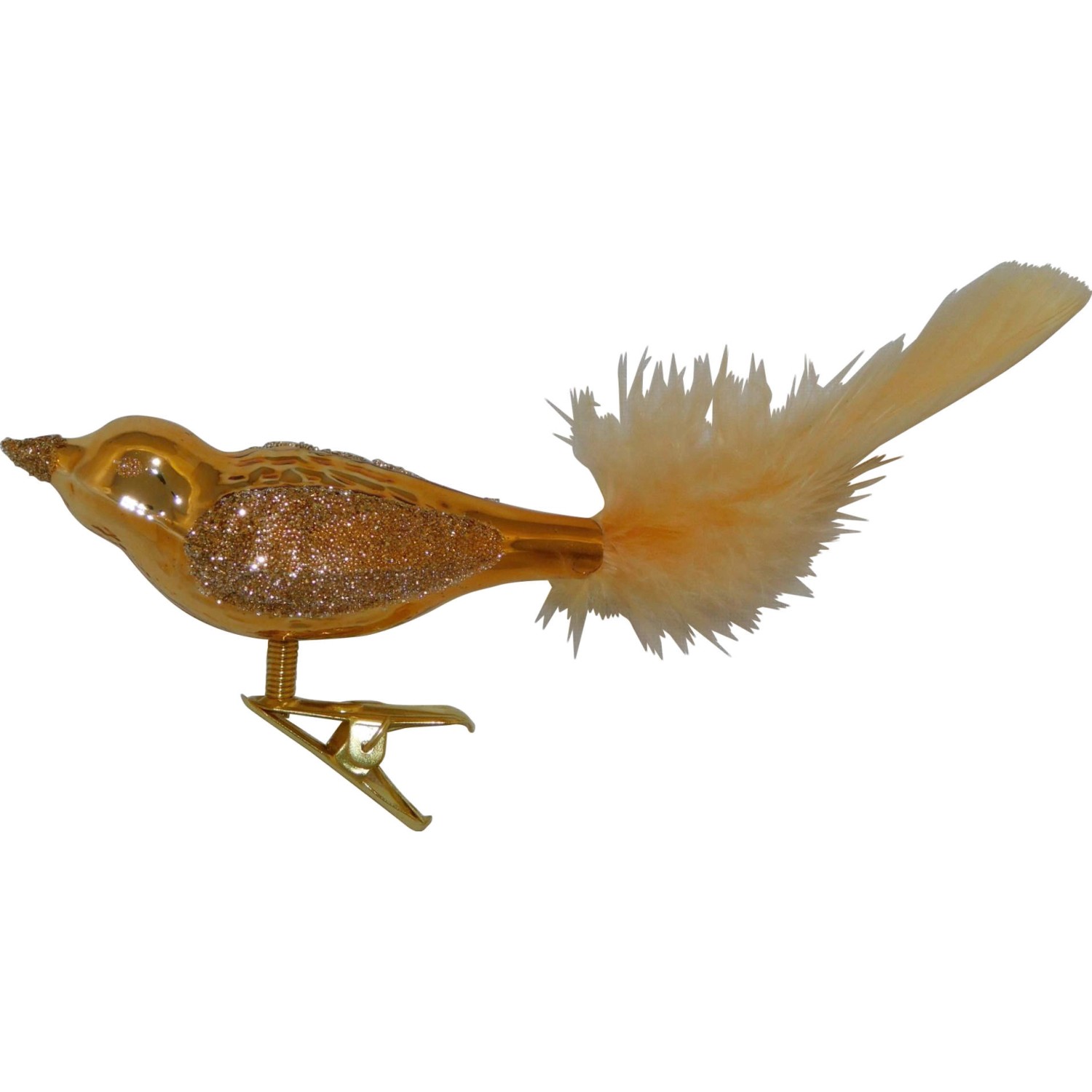 Ornex Vánoční ozdoba skleněný ptáček na skřipci červený, 12 x 3 x 4 cm