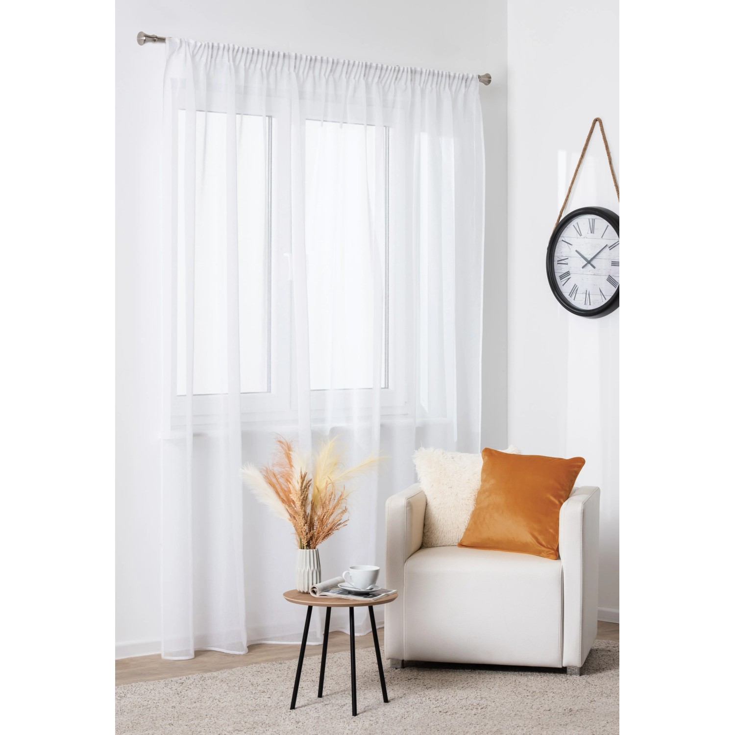 SPLENDID Záclona ZOJA s páskou, bílá, 290 x 260 cm
